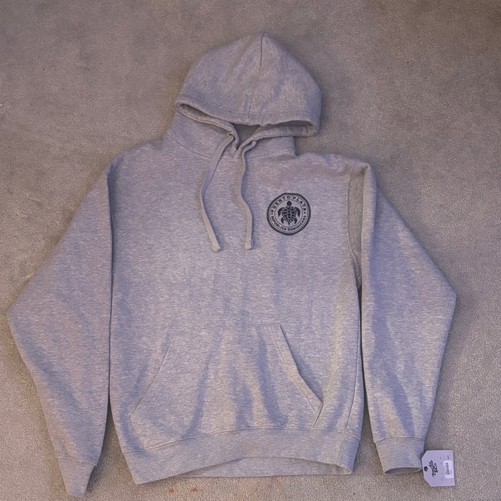 Gray Men's Pullover Hoodie with Chest Logo